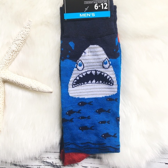 SHARK CHOMP Mens Printed Crew Socks Novelty Gift - Picture 4 of 4